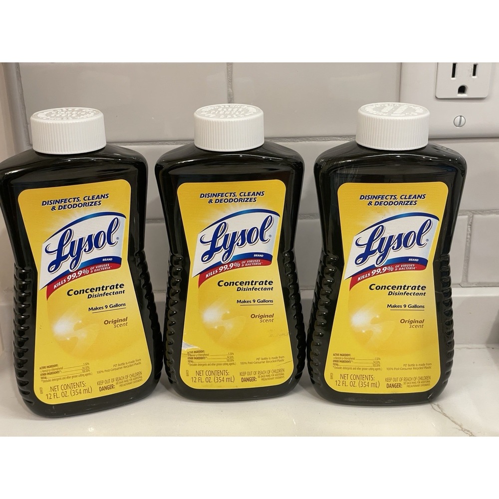 Lot 3 Lysol Original Scent Concentrate 12 fl oz Deodorizes Cleans 9 Gallon New